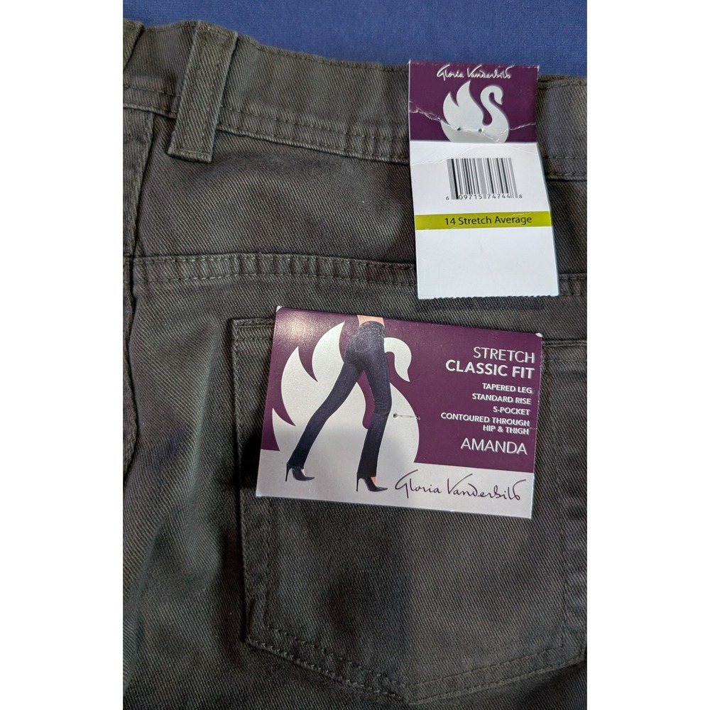 Gloria Vanderbilt Amanda Classic Fit Stretch Average Green Pants Size 14 NWT - Picture 3 of 12